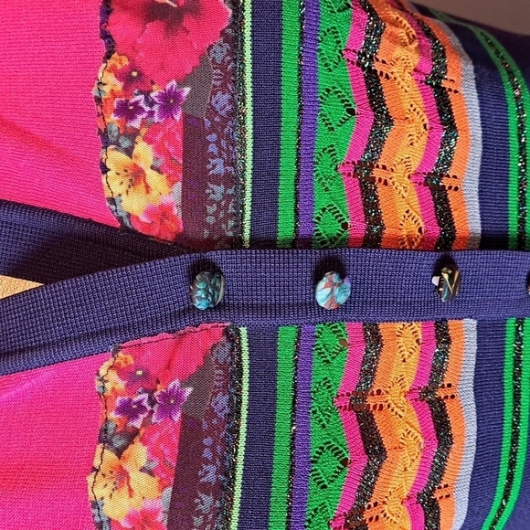 DENG HAO DESIGNER LIGHTWEIGHT PINK & BLUE KNIT DRESS - Picture 3 of 8